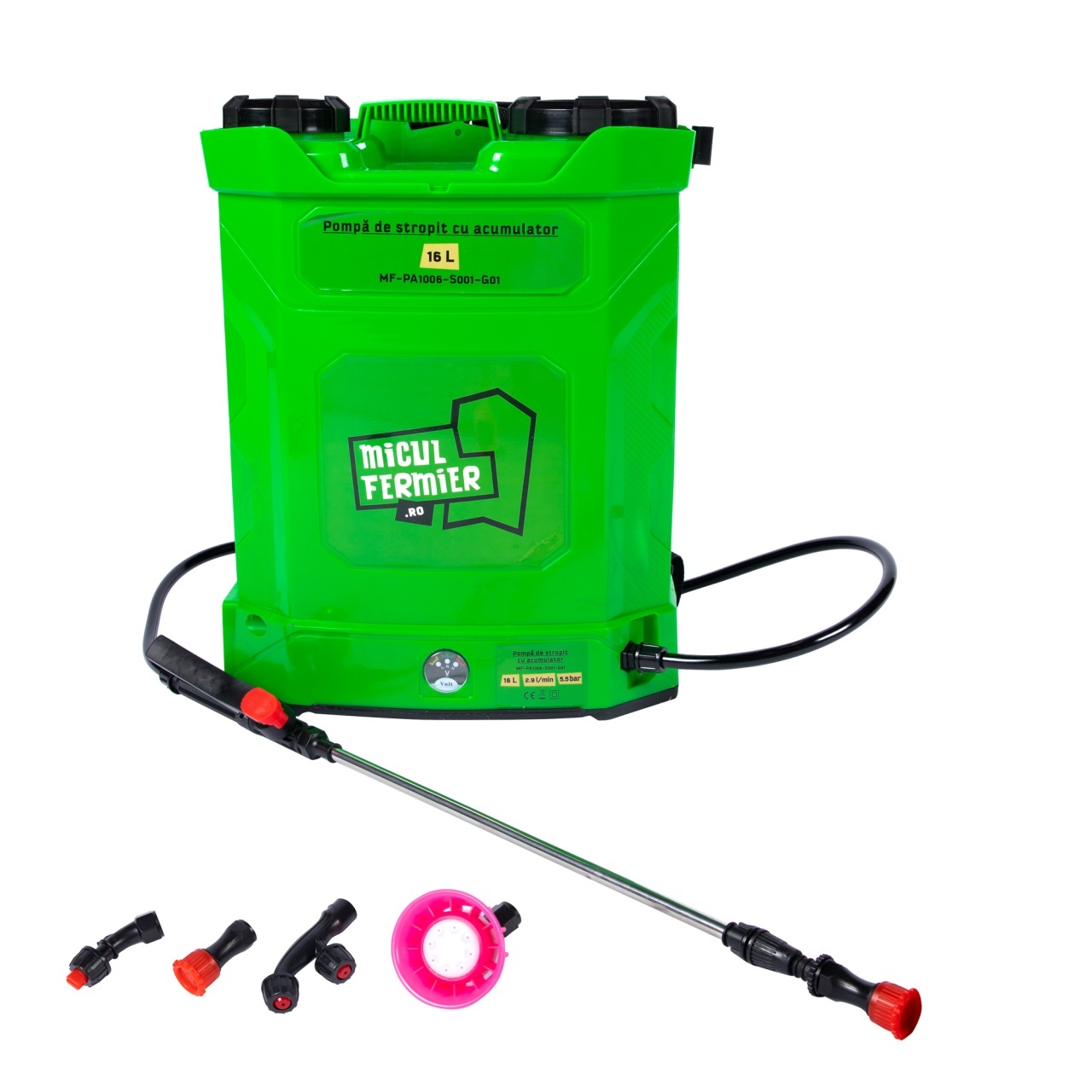 Pompa de stropit Micul Fermier, capacitate 16l, cu suport lombar, cu acumulator – Pompe de stropit si Vermorele Pompa de stropit Micul Fermier, capacitate 16l, cu suport lombar, cu acumulator - Pompe de stropit si Vermorele
