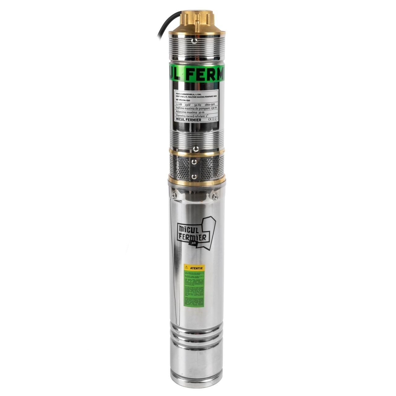 Pompa submersibila Micul Fermier, 1.1 kW, debit maxim 2700 l/h, inaltime maxima de pompare 130 m – Pompe apa Pompa submersibila Micul Fermier, 1.1 kW, debit maxim 2700 l/h, inaltime maxima de pompare 130 m - Pompe apa