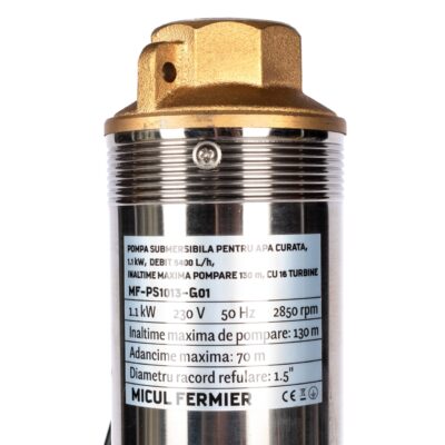 Pompa submersibila Micul Fermier, diametru 4", 1.1 kW, debit maxim 5400 l/h, inaltime maxima de pompare 130m, 16 turbine - Pompe apa