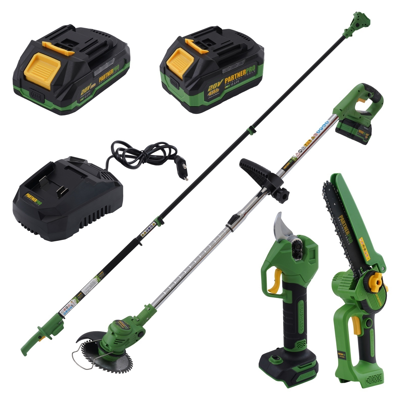 PP-FFTP 7 IN 1 – Set multifuncțional pe acumulator: foarfecă de grădină, fierăstrău cu lanț, trimmer și tijă telescopică PARTNERPRO, 2 acumulatori, brushless – In lucru PP-FFTP 7 IN 1 – Set multifuncțional pe acumulator: foarfecă de grădină, fierăstrău cu lanț, trimmer și tijă telescopică PARTNERPRO, 2 acumulatori, brushless - In lucru