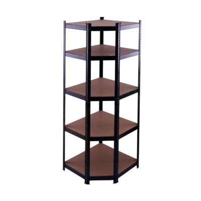 Raft de colț negru 70x45x180 cm pentru depozitare ROTOR