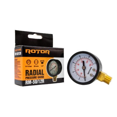 RM-50/12R, Manometru radial apa 0-12 bar, 50 mm, conexiune 1/4", ROTOR
