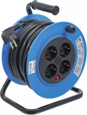 Rola prelungitor cablu electric 15 m, sectiune 3x1, 5 mm², 4 prize, IP 20, 3000 W, BGS 3360