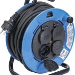 Rola prelungitor cablu electric 25 m, sectiune 3 x1, 5 mm², 4 prize cu capac inchidere, IP 44, 3500 W, BGS 3375 - Cabluri Electrice