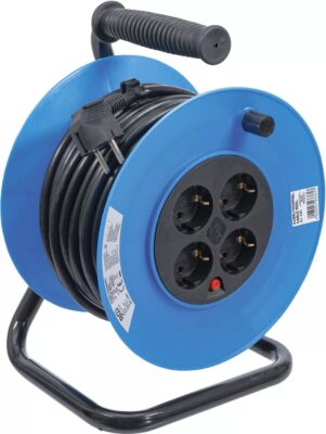 Rola prelungitor cablu electric 25 m, sectiune 3x1, 5 mm², 4 prize, IP 20, 3000 W, BGS 3361