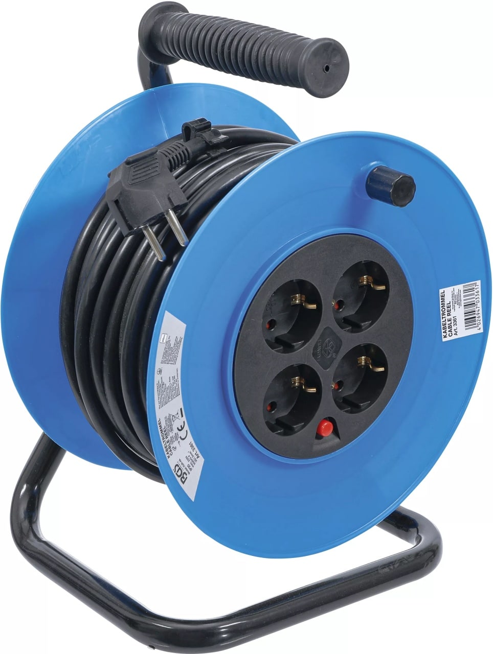 Rola prelungitor cablu electric 25 m, sectiune 3×1, 5 mm², 4 prize, IP 20, 3000 W, BGS 3361 – Cabluri Electrice Rola prelungitor cablu electric 25 m, sectiune 3x1, 5 mm², 4 prize, IP 20, 3000 W, BGS 3361 - Cabluri Electrice