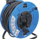 Rola prelungitor cablu electric 50 m, sectiune 3 x1, 5 mm², 4 prize cu capac inchidere, IP 44, 3500 W, BGS 3378 - Cabluri Electrice