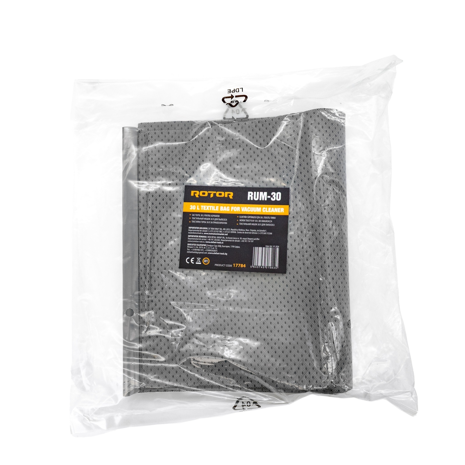 Sac textil 30 L pentru aspirator ROTOR RUM-30 – In lucru Sac textil 30 L pentru aspirator ROTOR RUM-30 - In lucru