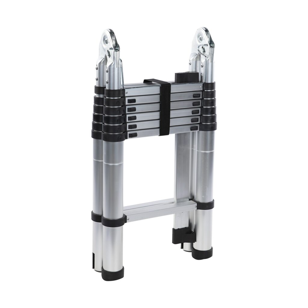 Scara telescopica dubla Detoolz, inaltime maxima 4.4m, 14 trepte, greutate maxima suportata 150 kg - SimpleTools