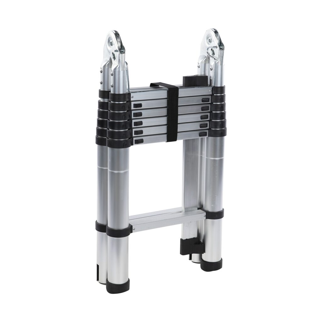 Scara telescopica dubla Detoolz, inaltime maxima 4.4m, 14 trepte, greutate maxima suportata 150 kg - SimpleTools
