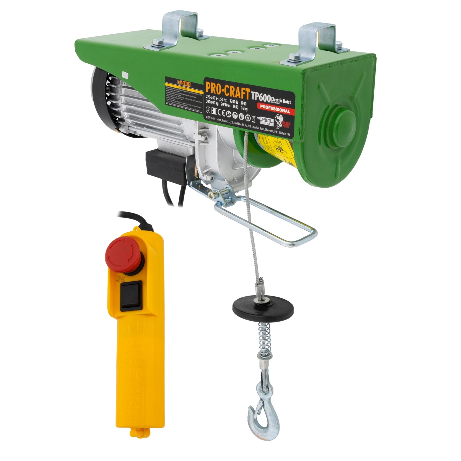 Scripete electric PROCRAFT TP600, 1200 W, 600 Kg – In lucru Scripete electric PROCRAFT TP600, 1200 W, 600 Kg - In lucru