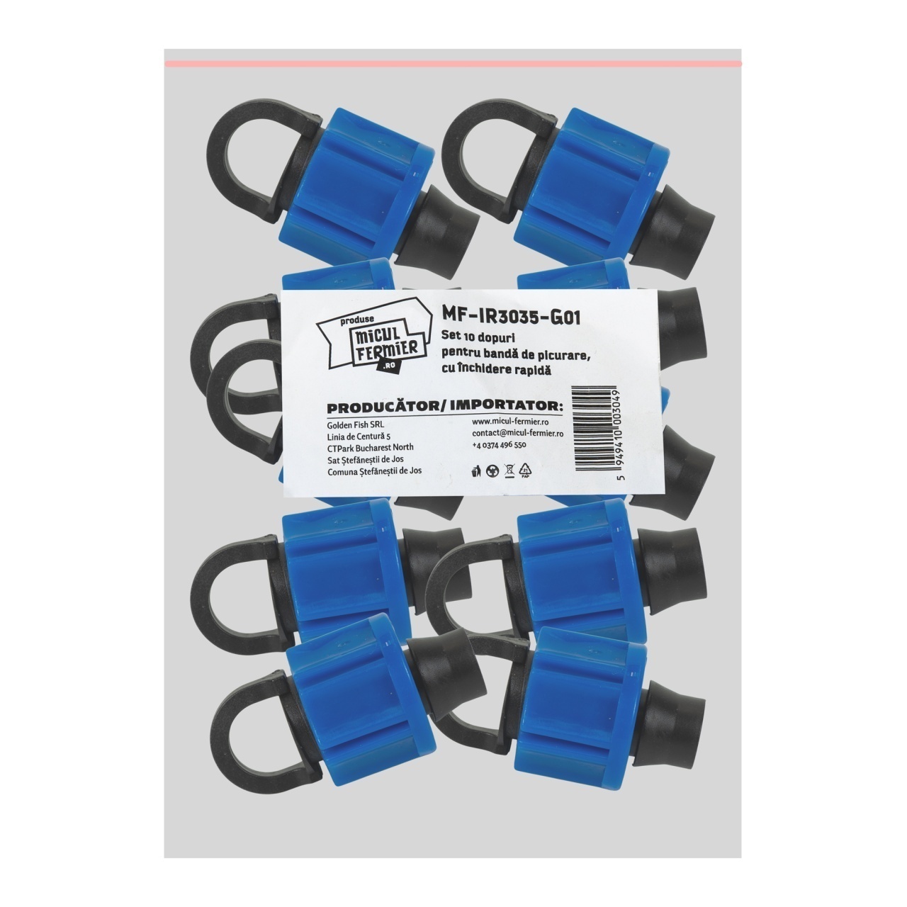 Set 10 dop Micul Fermier, pentru banda de picurare, cu inchidere rapida – In lucru Set 10 dop Micul Fermier, pentru banda de picurare, cu inchidere rapida - In lucru