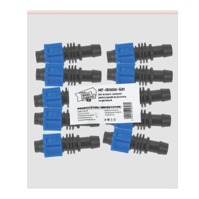 Set 10 start-conector Micul Fermier, pentru banda de picurare, cu garnitura