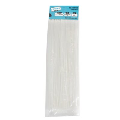 Set 100 bride plastic Detoolz 3.6x300mm, protectie UV, ALB