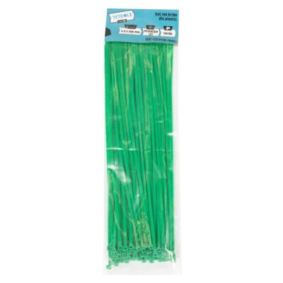 Set 100 bride plastic Detoolz 3.6x300mm , protectie UV, VERDE