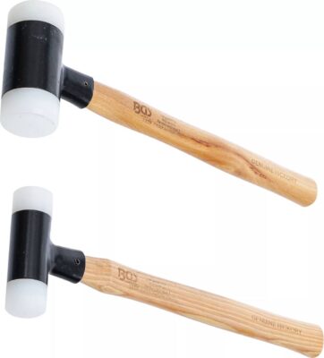 Set 2 ciocane din plastic cu diametru de 30mm si respectiv 45mm, coada lemn, BGS 1859