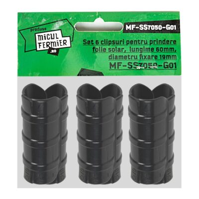 Set 6 clipsuri Micul Fermier pentru prindere folie solar, lungime 60mm, diametru fixare 19mm