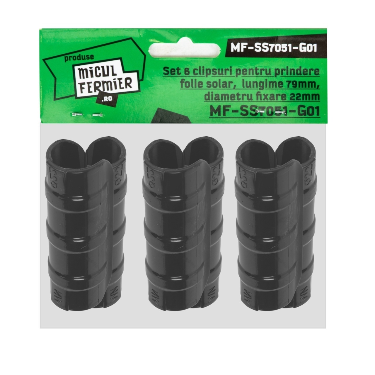 Set 6 clipsuri Micul Fermier pentru prindere folie solar, lungime 79mm, diametru fixare 22mm – In lucru Set 6 clipsuri Micul Fermier pentru prindere folie solar, lungime 79mm, diametru fixare 22mm - In lucru