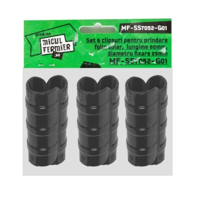 Set 6 clipsuri Micul Fermier pentru prindere folie solar, lungime 80mm, diametru fixare 25mm