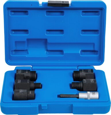 Set adaptoare pentru demontat injectoare cu filet interior M14x1.0, M17x1.0, M20x1.0, M25x1.0, M27x1.0mm, BGS 7771