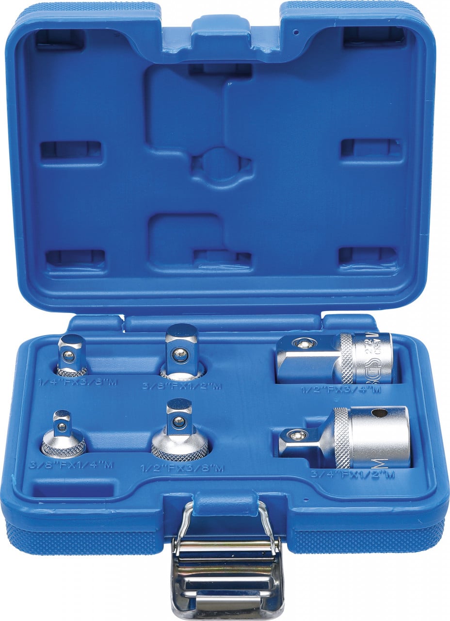 Set adaptoare pentru tubulare cu antrenare 1/4″ – 3/8″ – 1/2″ – 3/4″, 6 piese, BGS 199 – Adaptoare si prelungitoare Set adaptoare pentru tubulare cu antrenare 1/4" - 3/8" - 1/2" - 3/4", 6 piese, BGS 199 - Adaptoare si prelungitoare