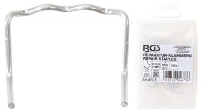 Set agrafe pentru reparatii piese din plastic Tip-L, grosime fir Ø 0.8 mm, 100 piese, BGS 873-5