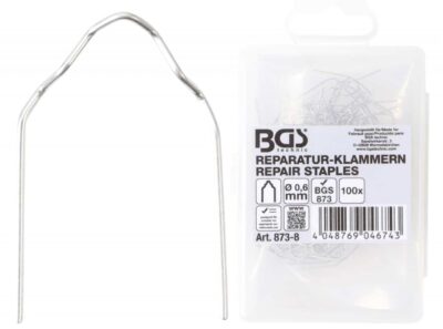 Set agrafe pentru reparatii piese din plastic Tip V, grosime fir Ø 0.6 mm, 100 piese, BGS 873-8