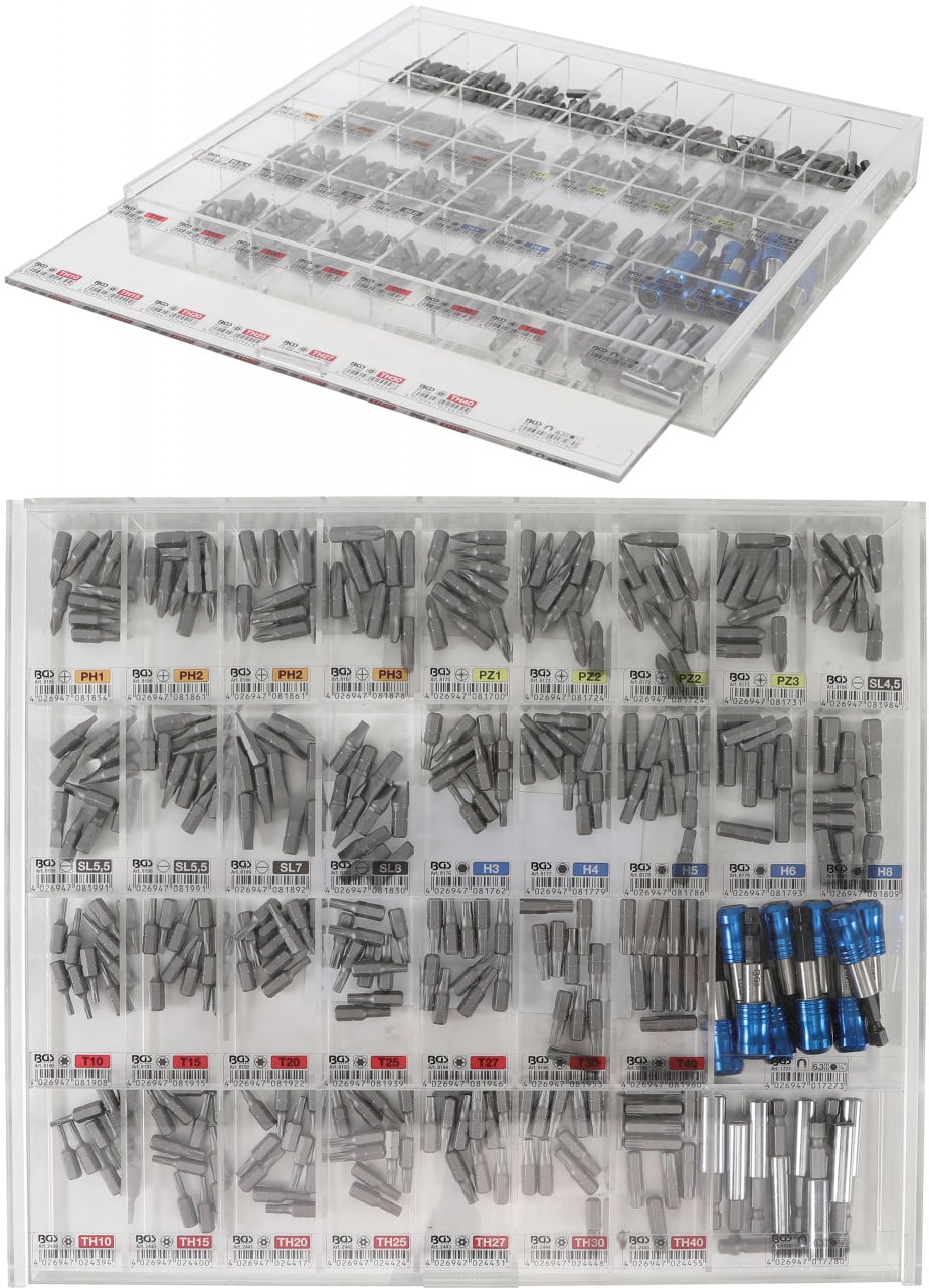 Set biti combinati cu antrenare 6,3 mm (1/4″) pe Display + portbiti cu magnet, portbiti cu autoblocare | 340 piese, BGS 9328 – Chei Tubulare cu Biti Set biti combinati cu antrenare 6,3 mm (1/4") pe Display + portbiti cu magnet, portbiti cu autoblocare | 340 piese, BGS 9328 - Chei Tubulare cu Biti