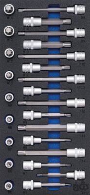 Set biţi profil Ribe M5-M14 | suport organizator 44929 pentru dulap de scule | 25 piese, BGS 4117