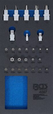 Set biti torx si adaptoare pentru biti + biti torx cu tubulara act. 1/2, 27 piese, BGS 4097