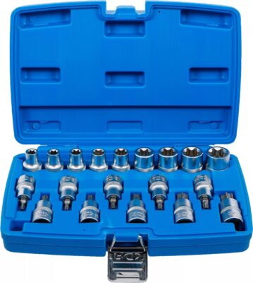Set biti Torx T20-T70 si tubulare profil E E10-E24, antrenare 1/2", 19 piese, BGS 5100