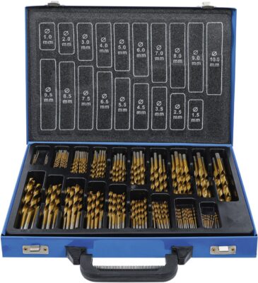 Set burghie 44936 mm HSS acoperite cu Titan, 170 piese, BGS 1994