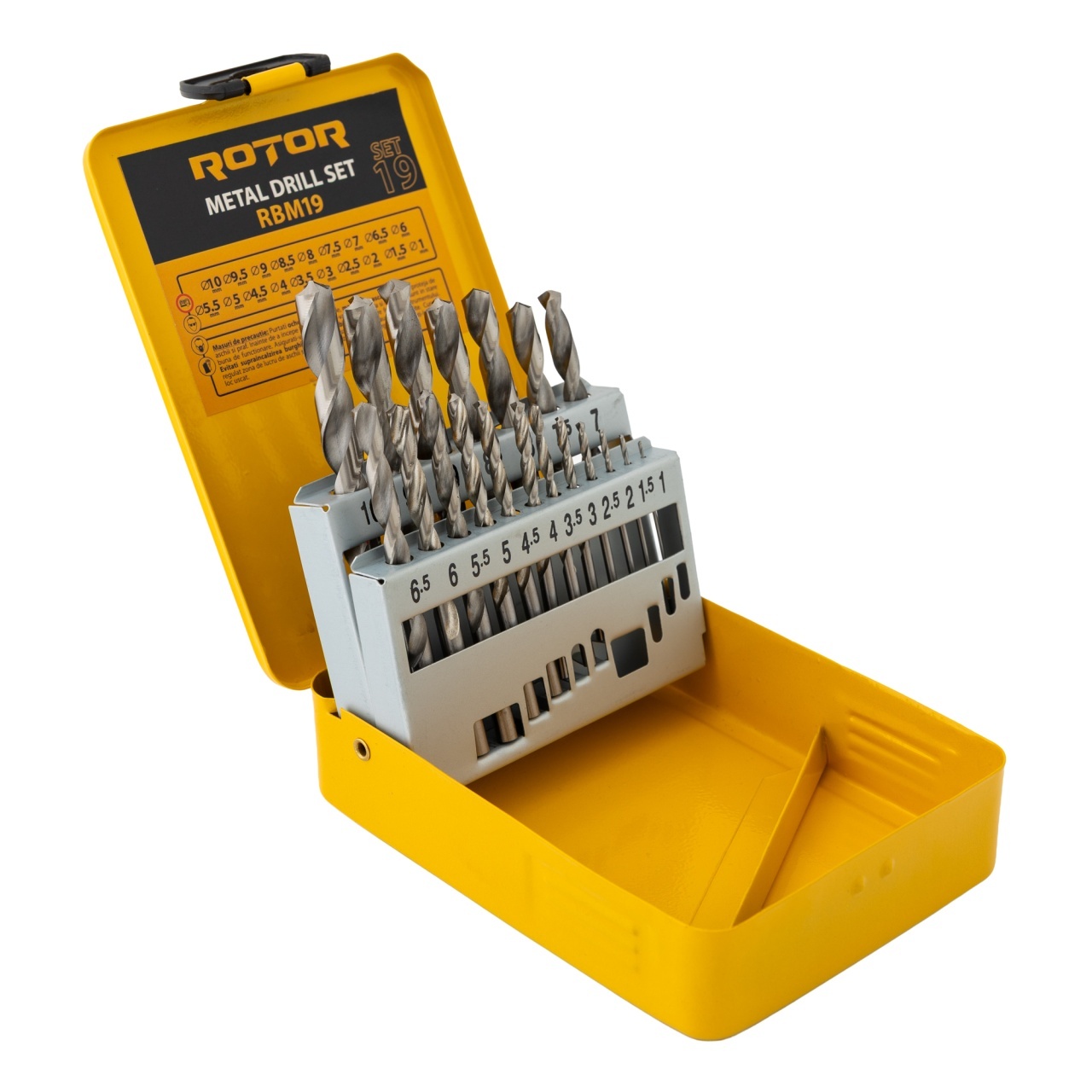 Set burghie metal, 19 piese ROTOR RBM19 – In lucru Set burghie metal, 19 piese ROTOR RBM19 - In lucru