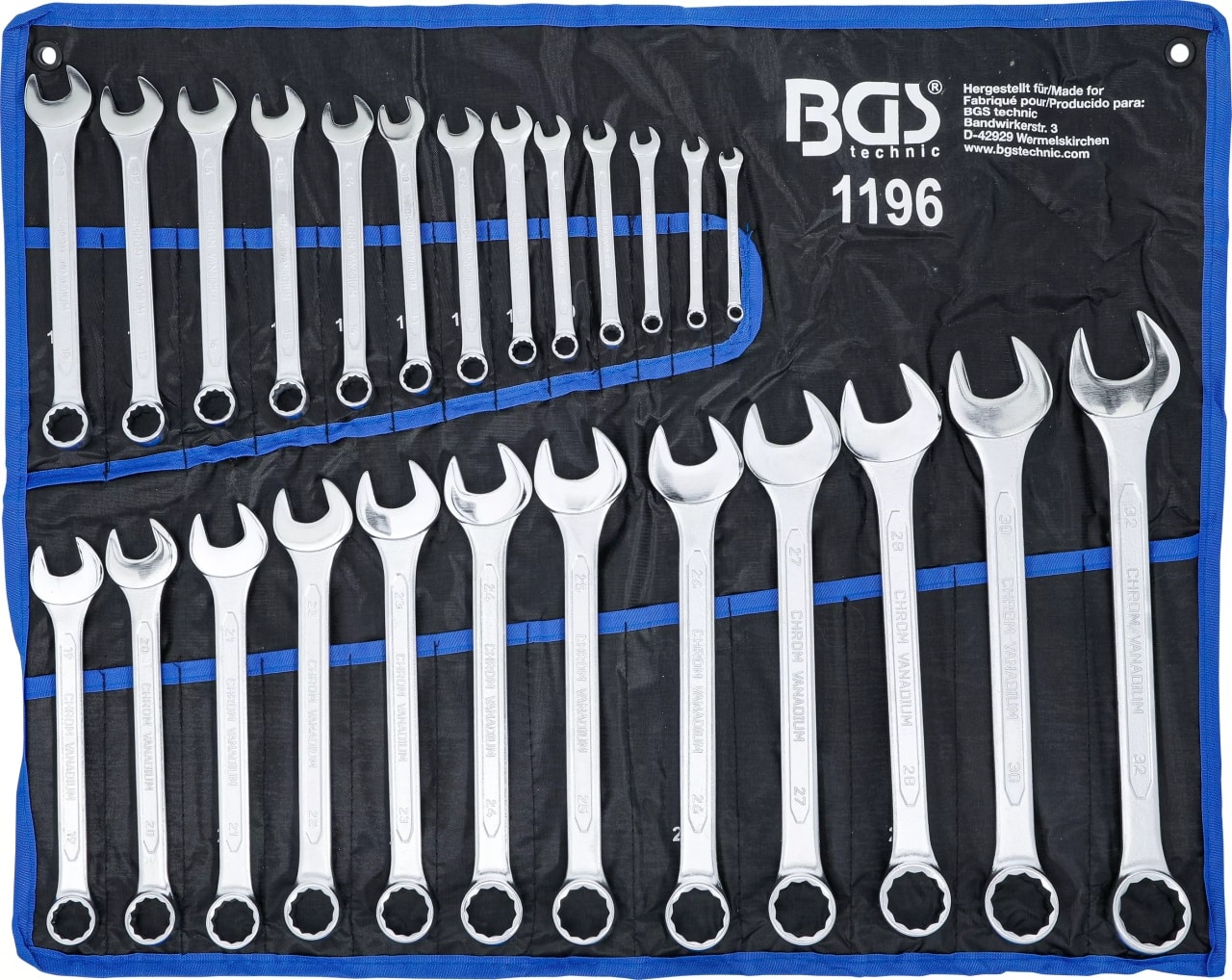 Set chei combinate 6 – 32 mm, 25 piese, BGS 1196 – Chei combinate/fixe si inelare Set chei combinate 6 - 32 mm, 25 piese, BGS 1196 - Chei combinate/fixe si inelare