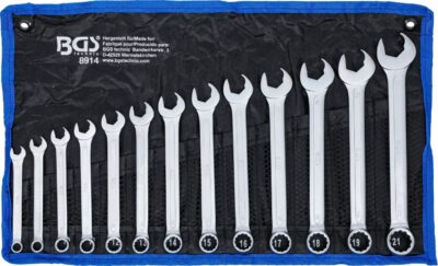 Set chei combinate 8 - 21 mm, partea cheii fixe cu funcţie de clichet, 13 piese, BGS 8914