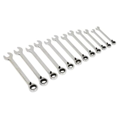 Set chei combinate, clichet reversibil, 12 piese, 8-19 mm Sealey