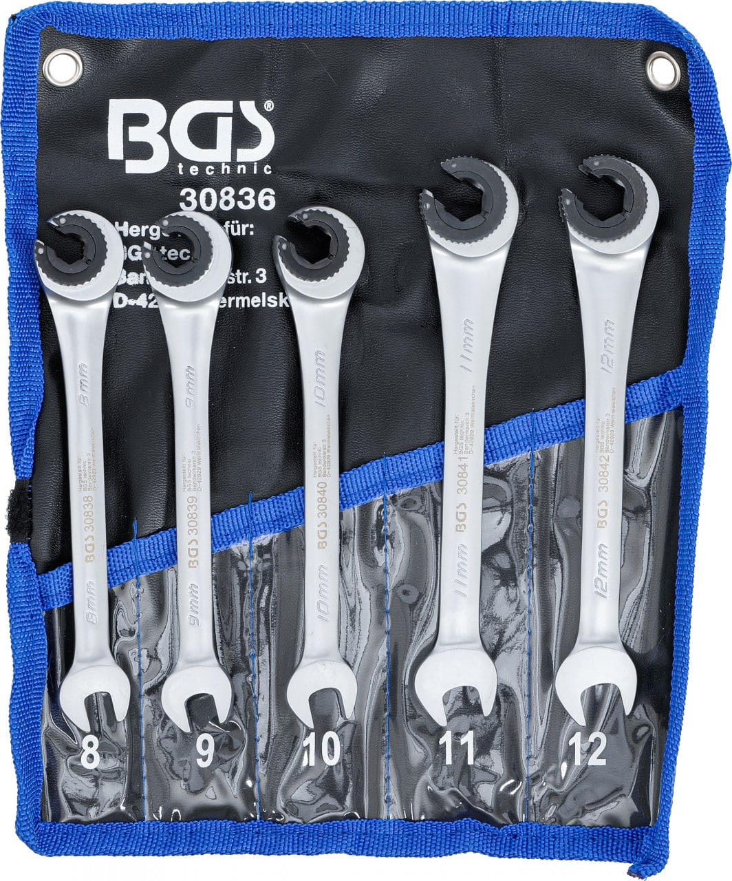 Set chei combinate cu clichet pentru conducte: 8 – 9 – 10 – 11 – 12 mm, 5 piese, BGS 30836 – Chei combinate/fixe si inelare Set chei combinate cu clichet pentru conducte: 8 - 9 - 10 - 11 - 12 mm, 5 piese, BGS 30836 - Chei combinate/fixe si inelare