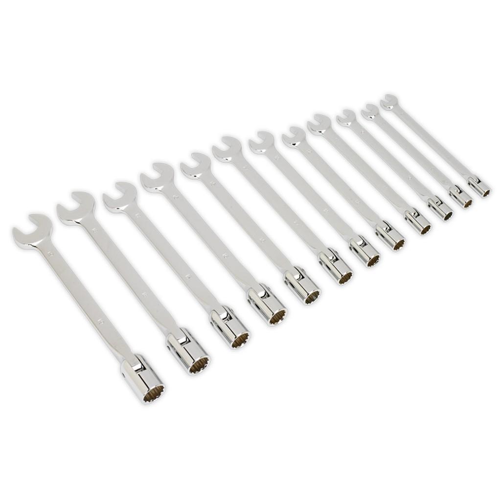 Set chei combinate cu tubulare articulate, 12 piese – In lucru Set chei combinate cu tubulare articulate, 12 piese - In lucru