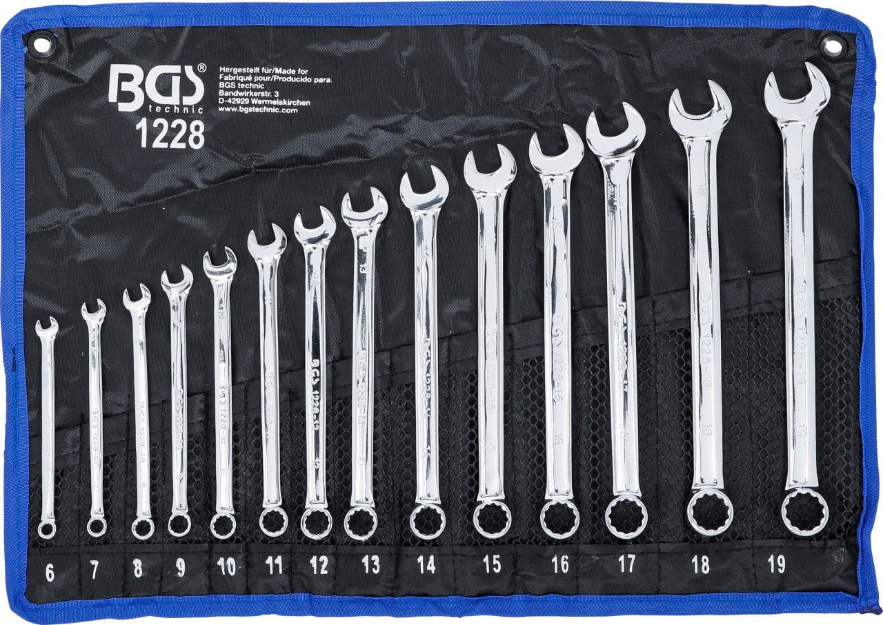 Set chei combinate, extra lungi 6 – 19 mm, 14 piese, BGS 1228 – Chei combinate/fixe si inelare Set chei combinate, extra lungi 6 - 19 mm, 14 piese, BGS 1228 - Chei combinate/fixe si inelare