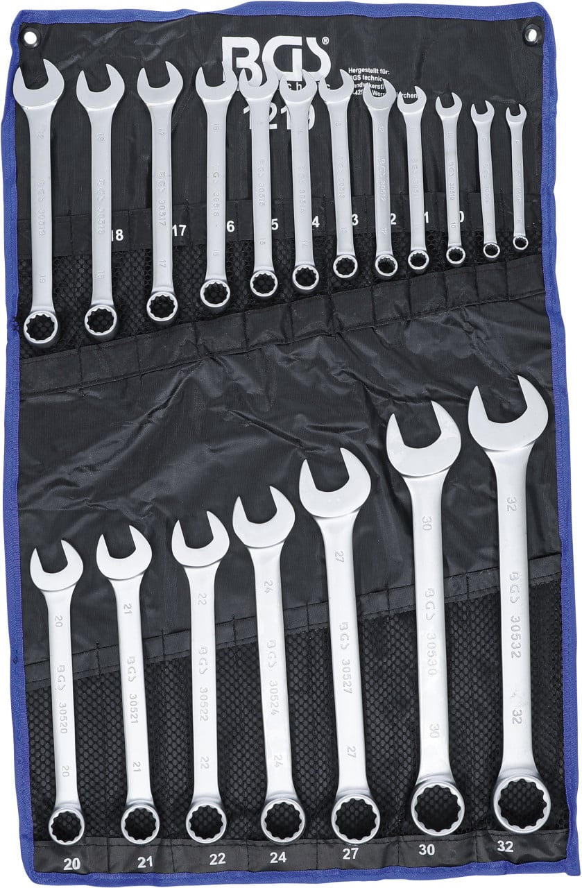 Set chei combinate satinate | 8 – 32 mm | 19 piese, BGS 1219 – Chei combinate/fixe si inelare Set chei combinate satinate | 8 - 32 mm | 19 piese, BGS 1219 - Chei combinate/fixe si inelare