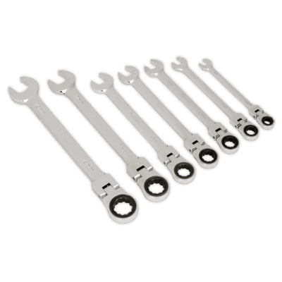 Set chei cu clichet si cap rabatabil, 7 piese, Sealey
