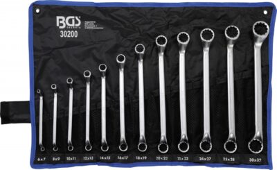 Set chei inelare cu cot 6 - 32 mm, in unghi de 75 °, 12 piese, BGS 30200
