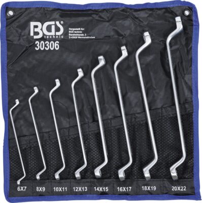 Set chei inelare cu cot 6 x 7 - 20 x 22 mm, 8 piese, BGS 30306