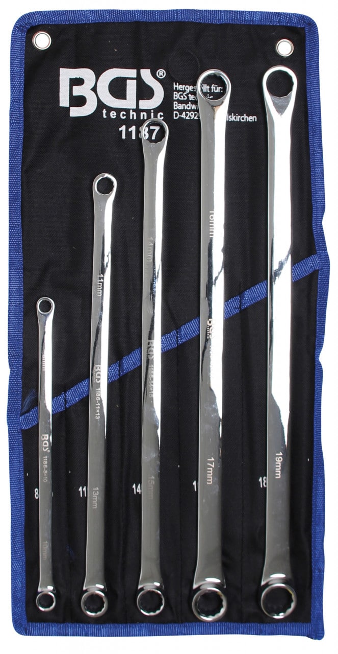 Set chei inelare drepte extra lungi, 8 – 19 mm, 5 piese, BGS 1187 – Chei combinate/fixe si inelare Set chei inelare drepte extra lungi, 8 - 19 mm, 5 piese, BGS 1187 - Chei combinate/fixe si inelare