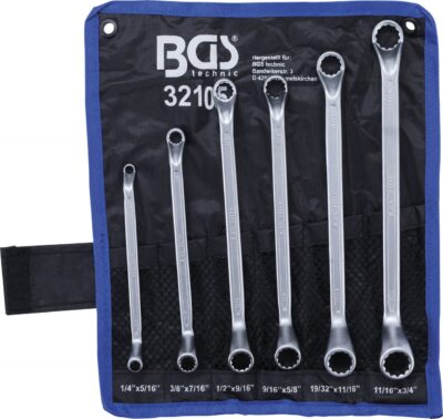 Set chei inelare duble cu cot, 75°, inch 1/4"-3/4", 6 piese, BGS 32105