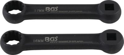 Set chei inelare lagare motor pentru Mercedes-Benz, 12 colturi 16mm, 17mm, antrenare pentru clicket cu patrat de 10 mm (3/8"), 2 piese, BGS 9524