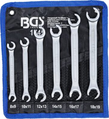 Set chei inelare pentru conducte: 8 x 9mm, 10 x 11mm, 12 x 13mm, 14 x 15mm, 16 x 17mm, 18 x 19mm, 6 piese, BGS 1745