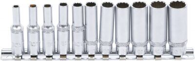 Set chei tubulare 12 colţuri, adânci, 6,3 mm (1/4") 4 - 13 mm, 11 piese, BGS 5251