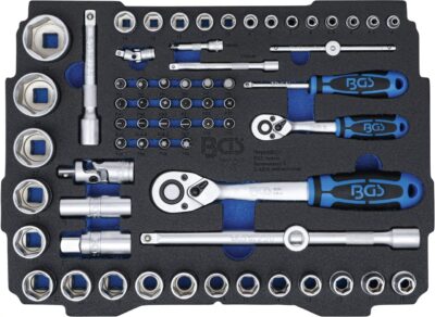 Set chei tubulare 6, 3 mm (1/4") / 12, 5 mm (1/2") in suport din spuma pentru systainer® BOXSYS 1 & 2, 65 piese, BGS 3351