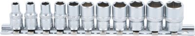 Set chei tubulare 6 colturi, 6,3 mm (1/4") marimi in ţoli, 11 piese, BGS 2433